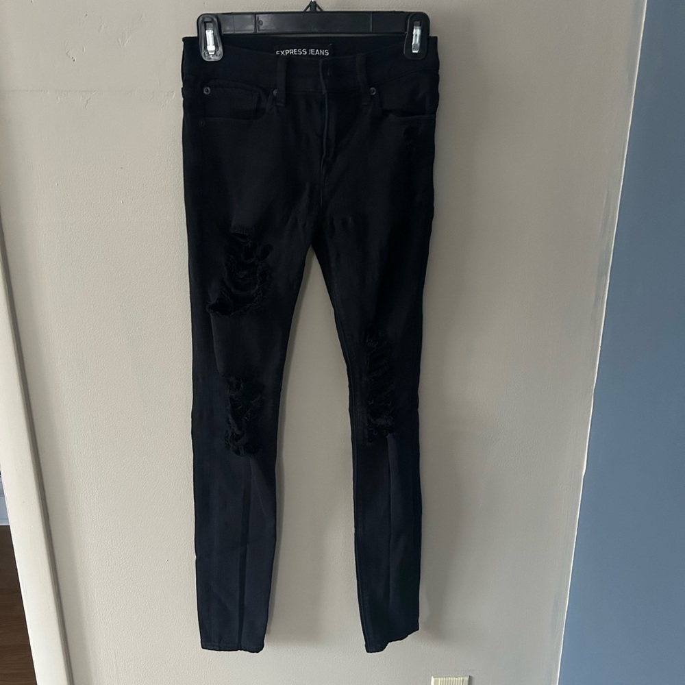 Express Black Ripped Distressed skinny Jeans